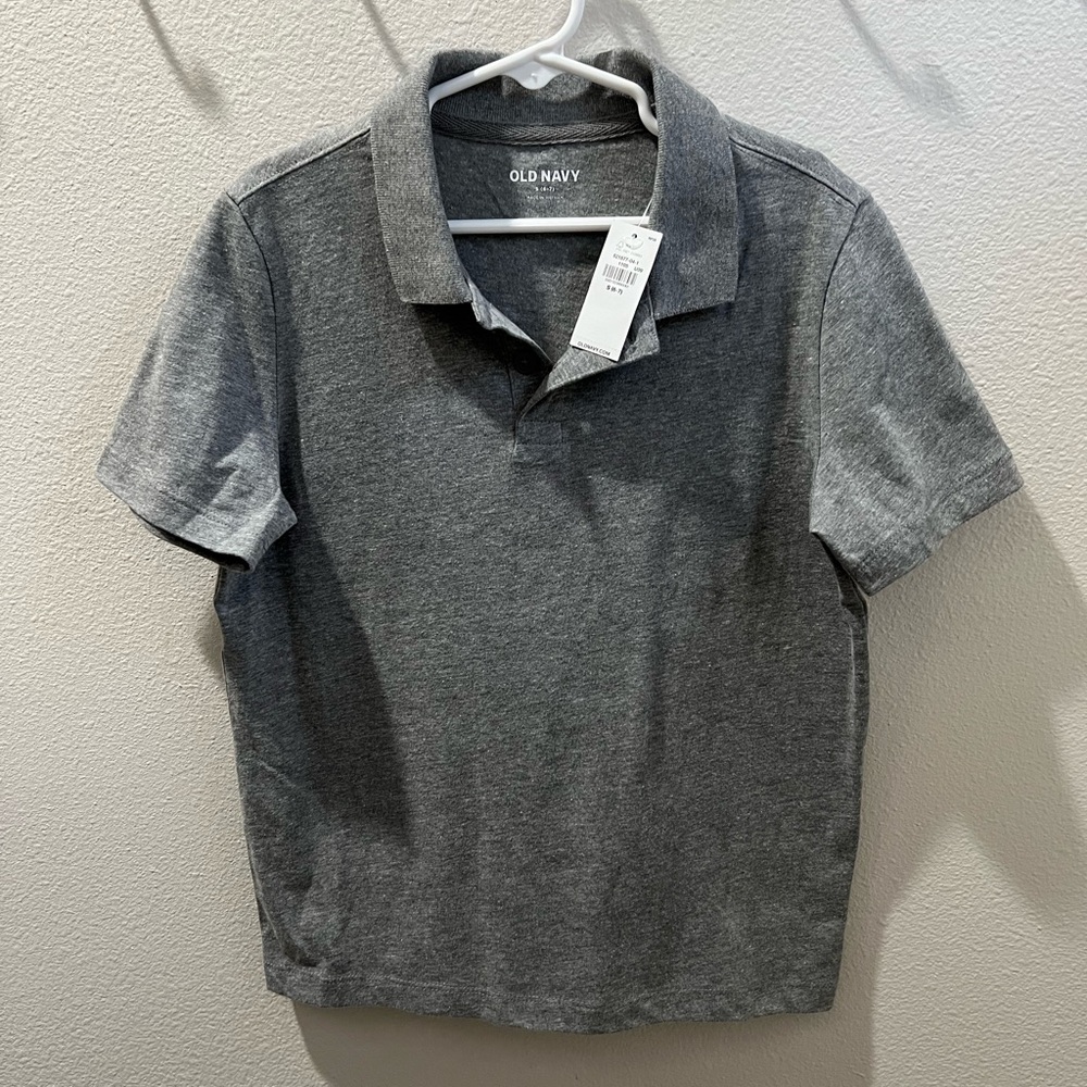 Boys heather gray Old Navy jersey knit polo shirt size small 6/7